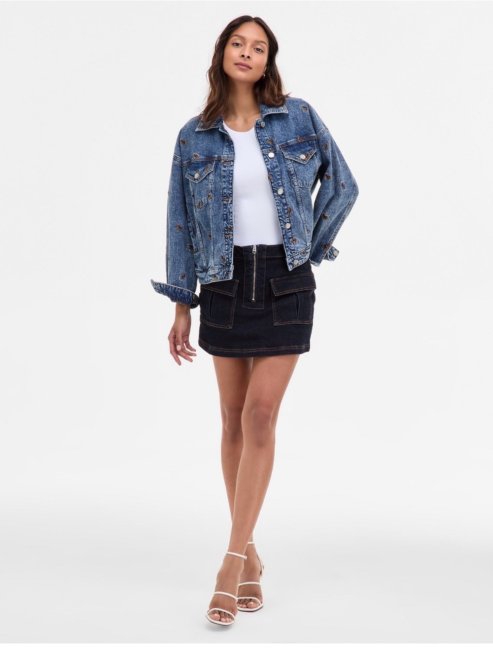 Avec Les Filles Blue Denim Jacket with Horse Embroidery - Picture 2 of 12